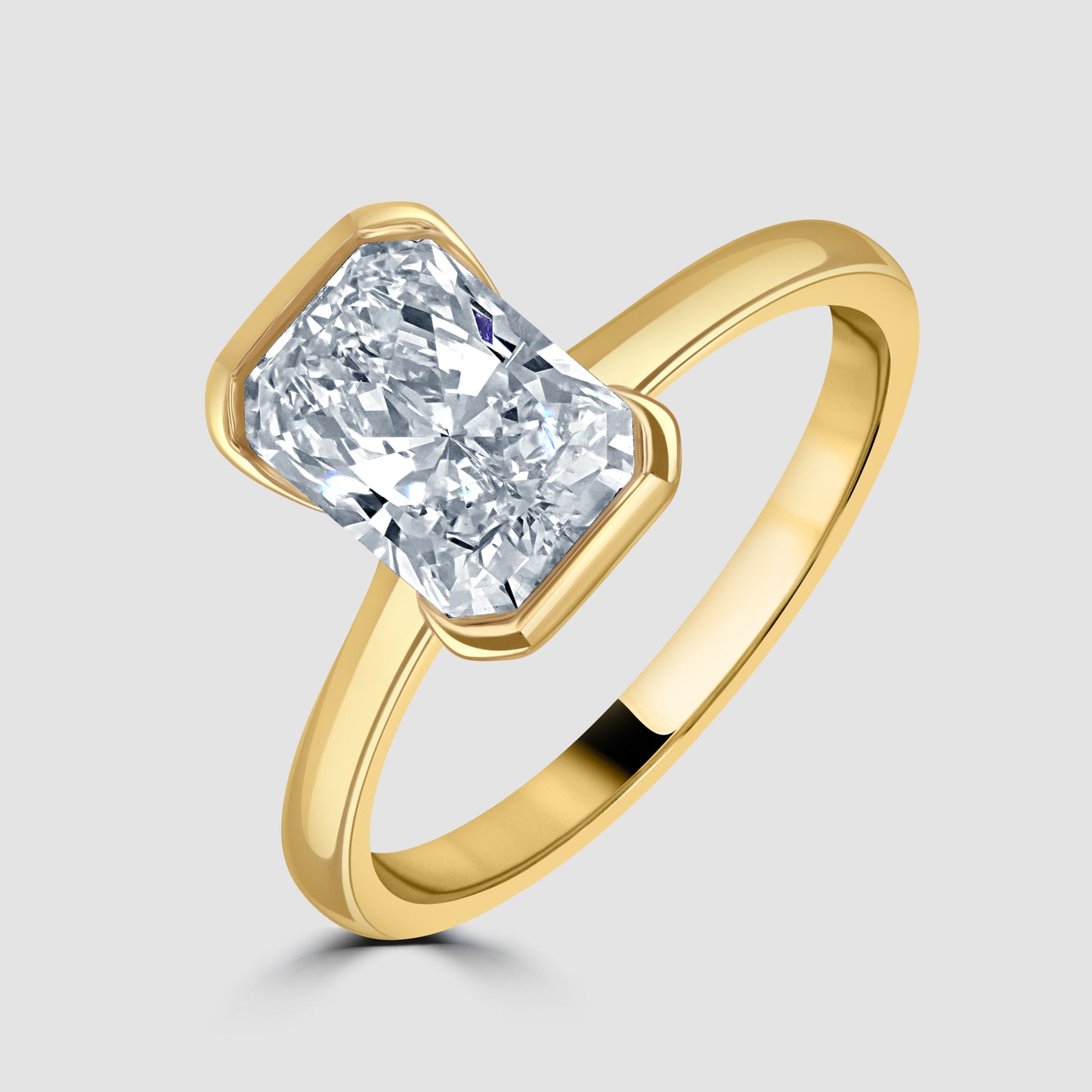 Radiant cut laboratory diamond solitaire