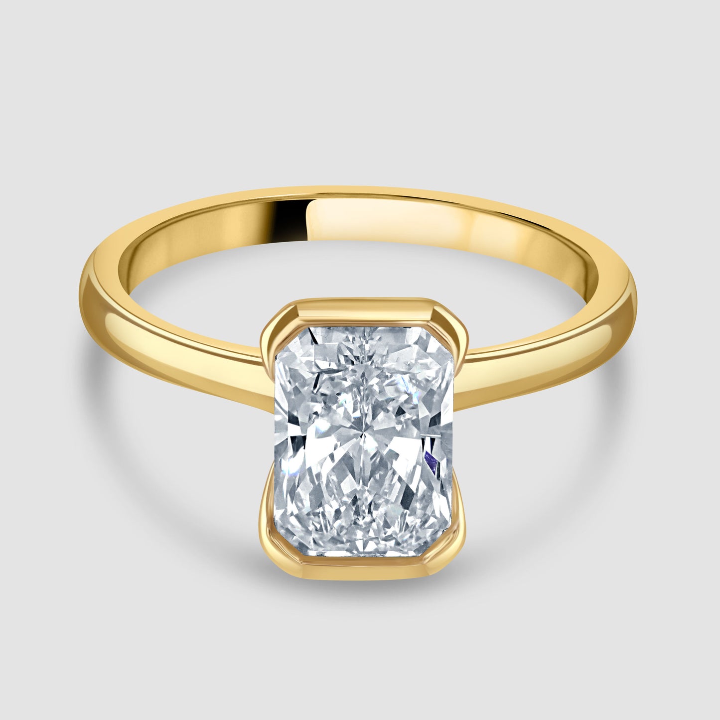Radiant cut laboratory diamond solitaire