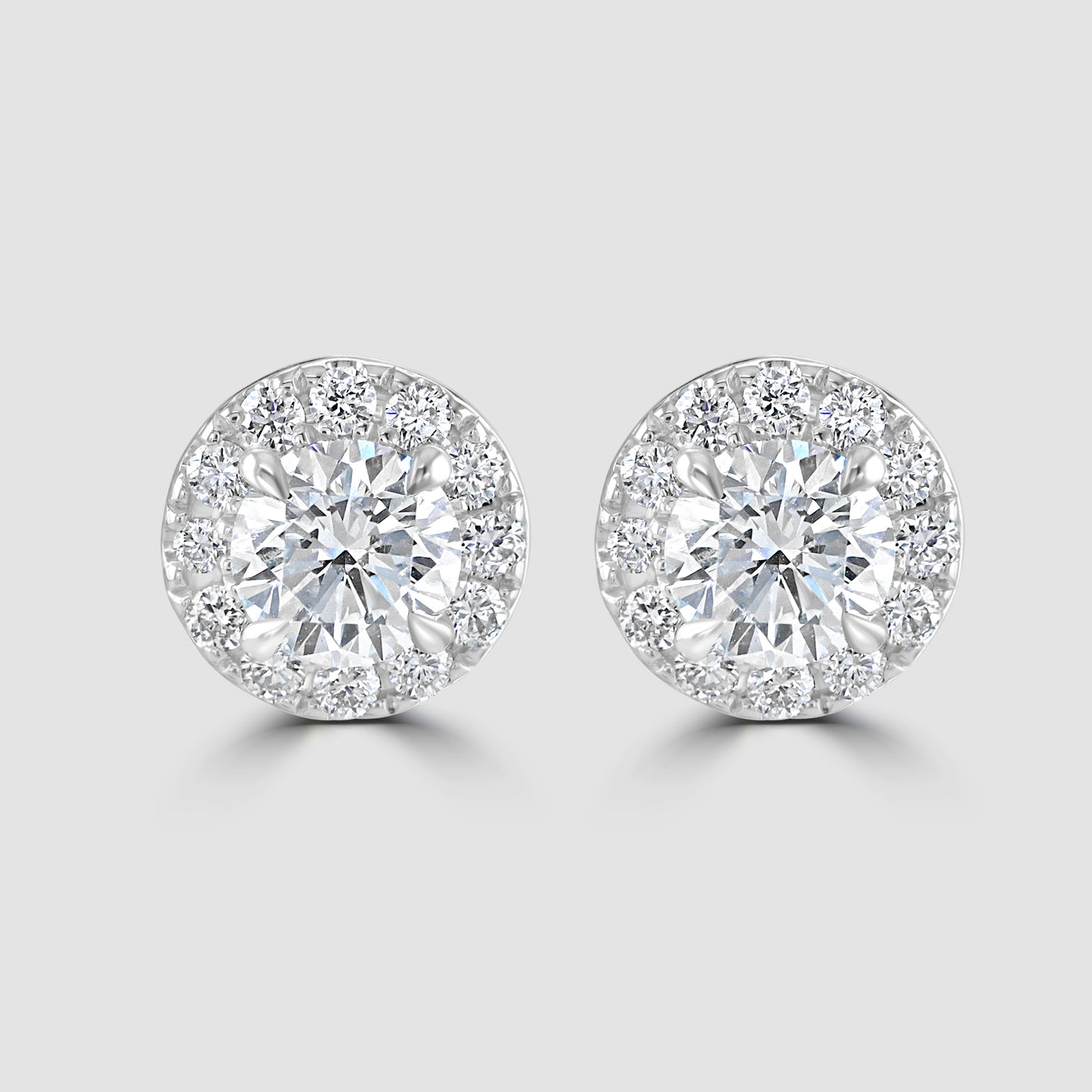 18ct white gold round halo laboratory diamond earrings cluster