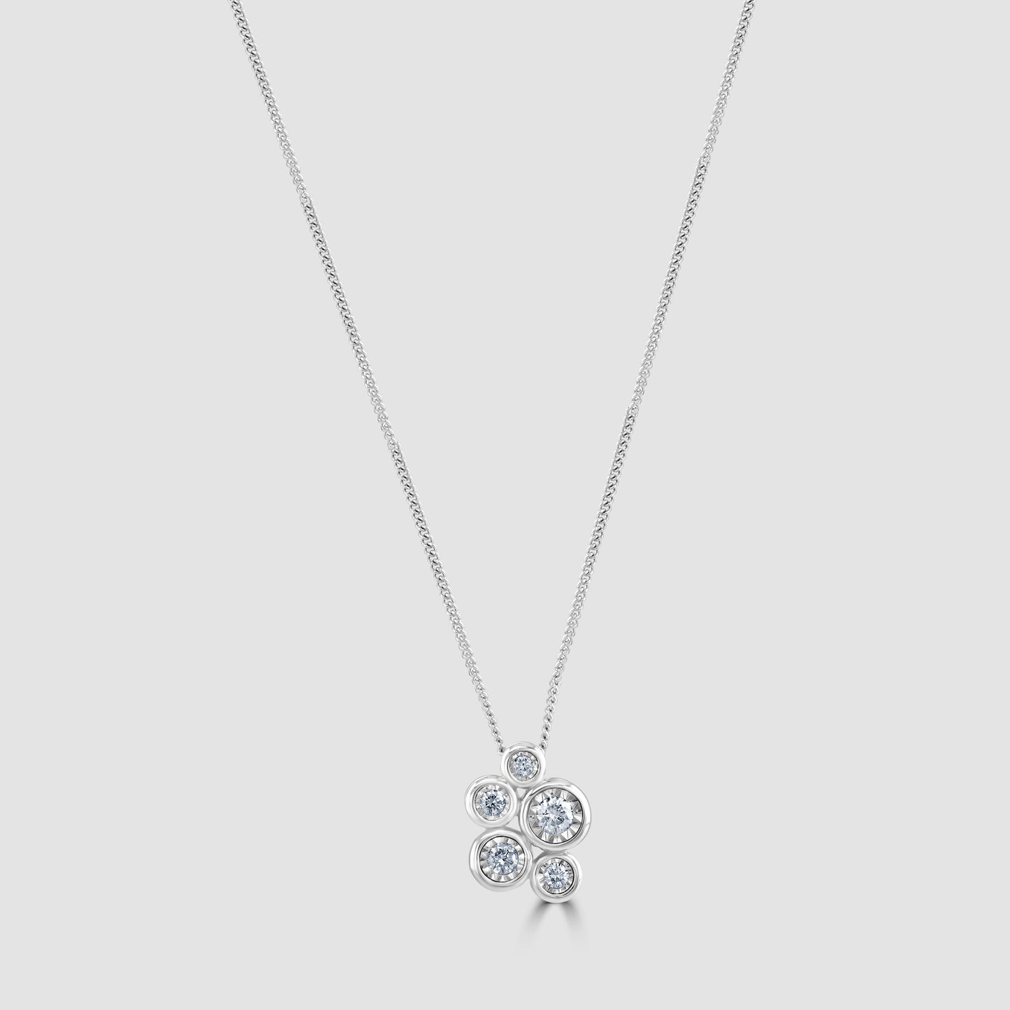 Illusion set diamond set ‘Bubble’ pendant and chain