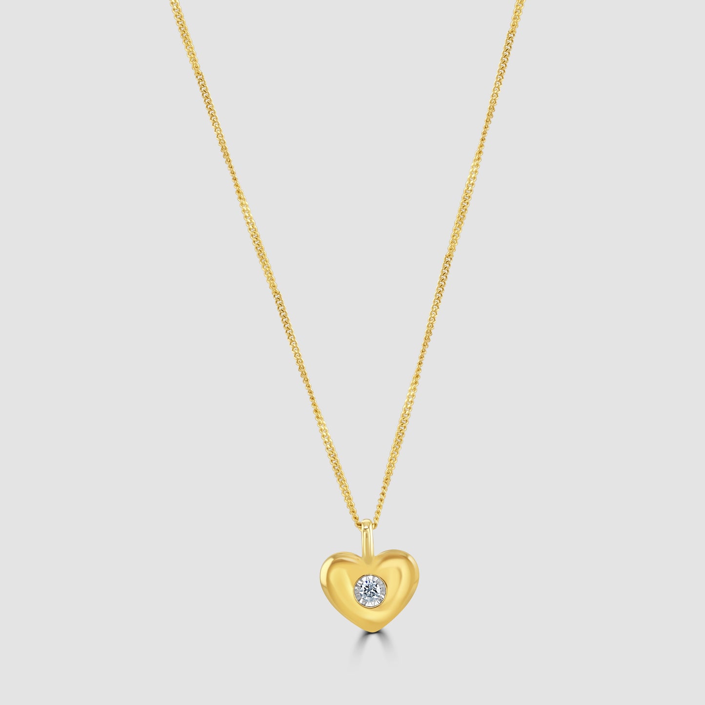 Diamond set heart pendant and chain