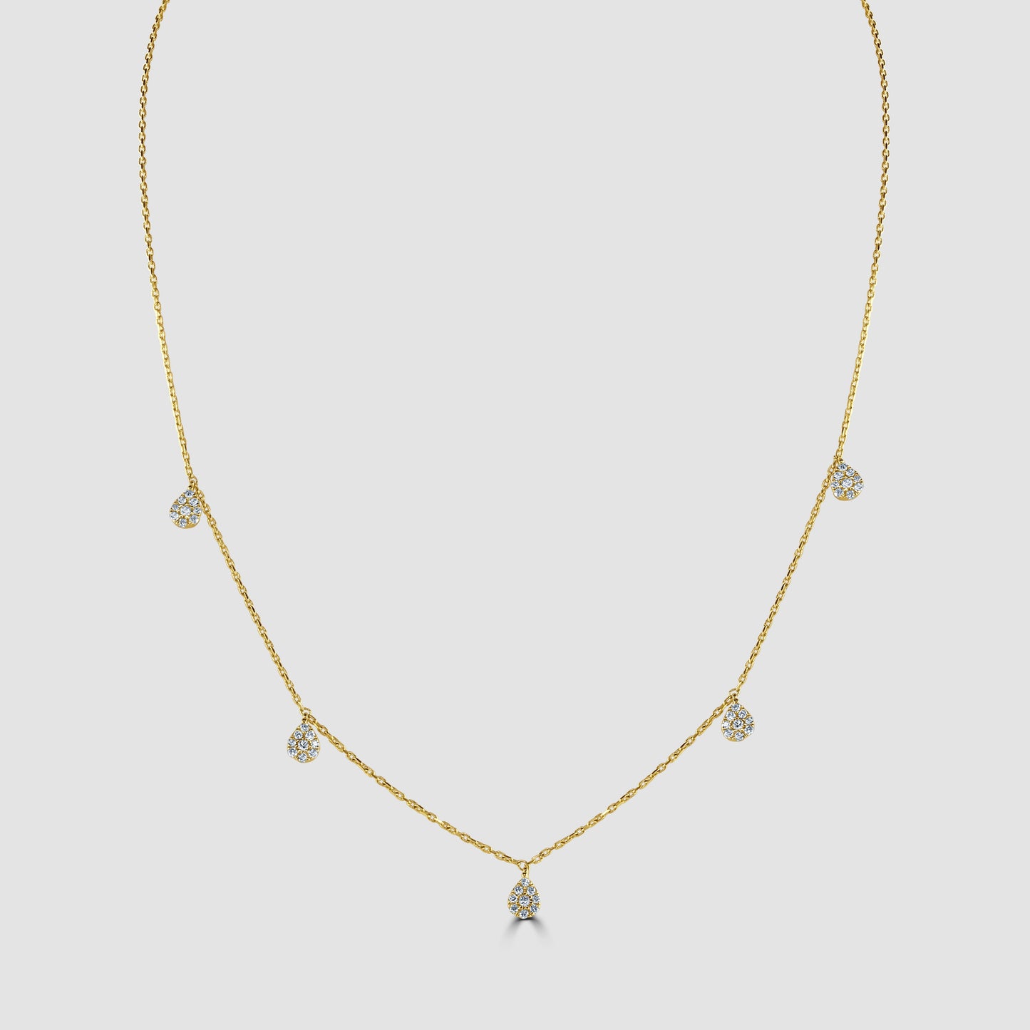 Necklace with pave set droplets