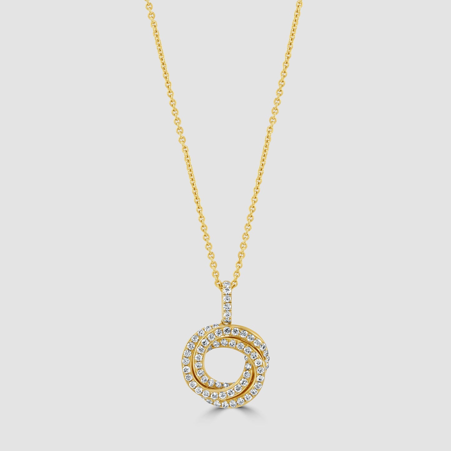 Diamond set entwined circle pendant and chain