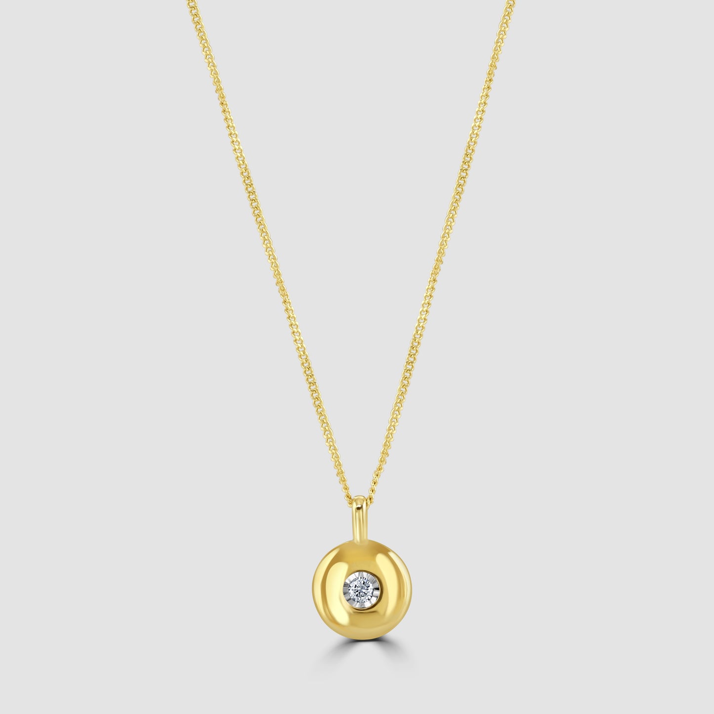 Diamond set circular pendant and chain