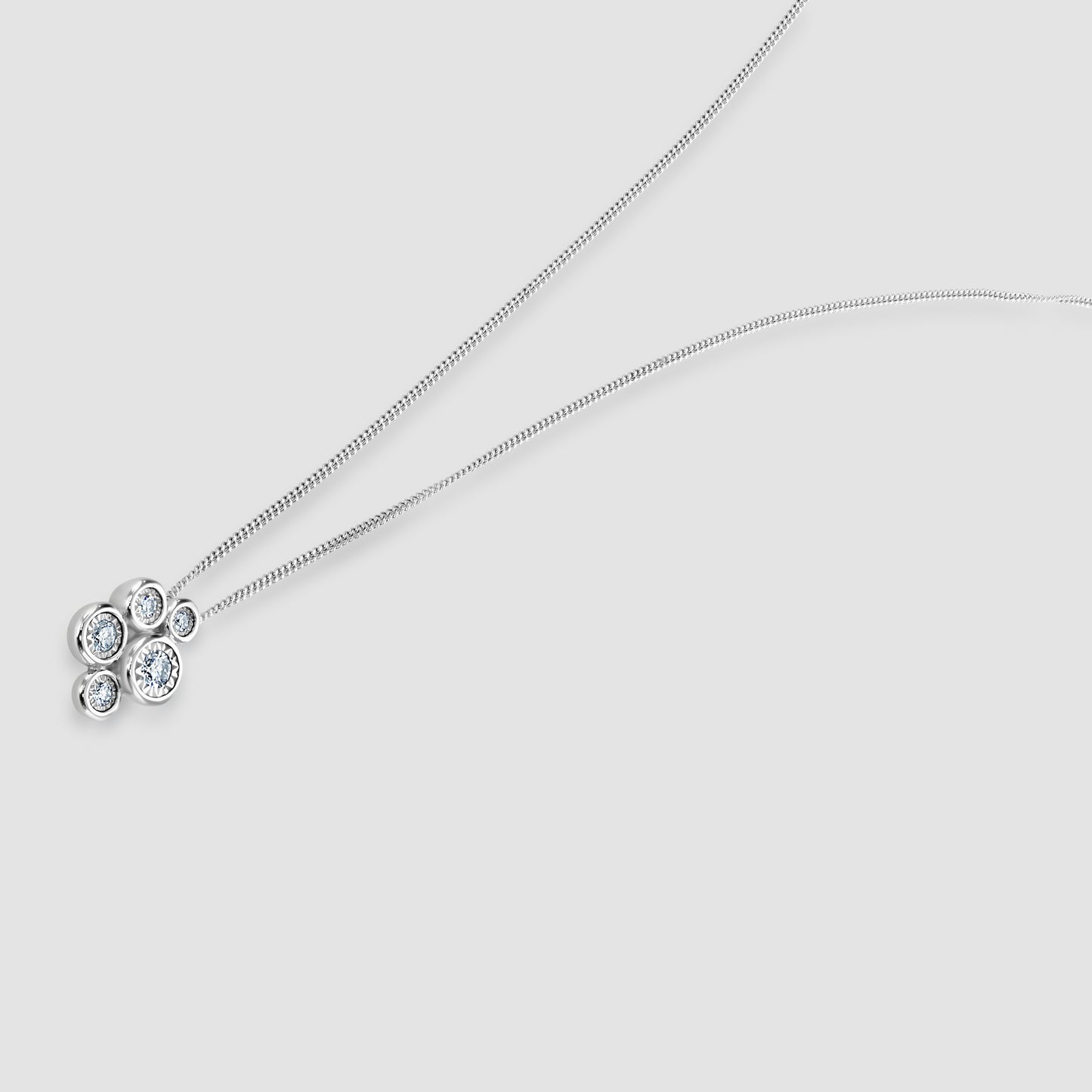 Illusion set diamond set ‘Bubble’ pendant and chain