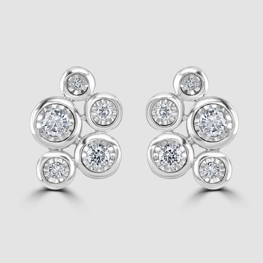 Illusion set diamond ‘Bubble’ stud earrings