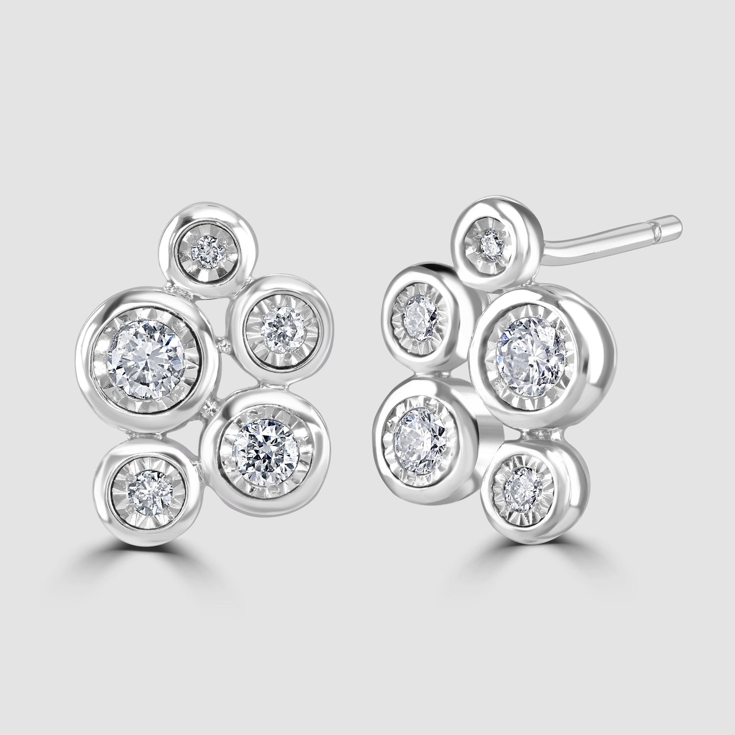 Illusion set diamond ‘Bubble’ stud earrings