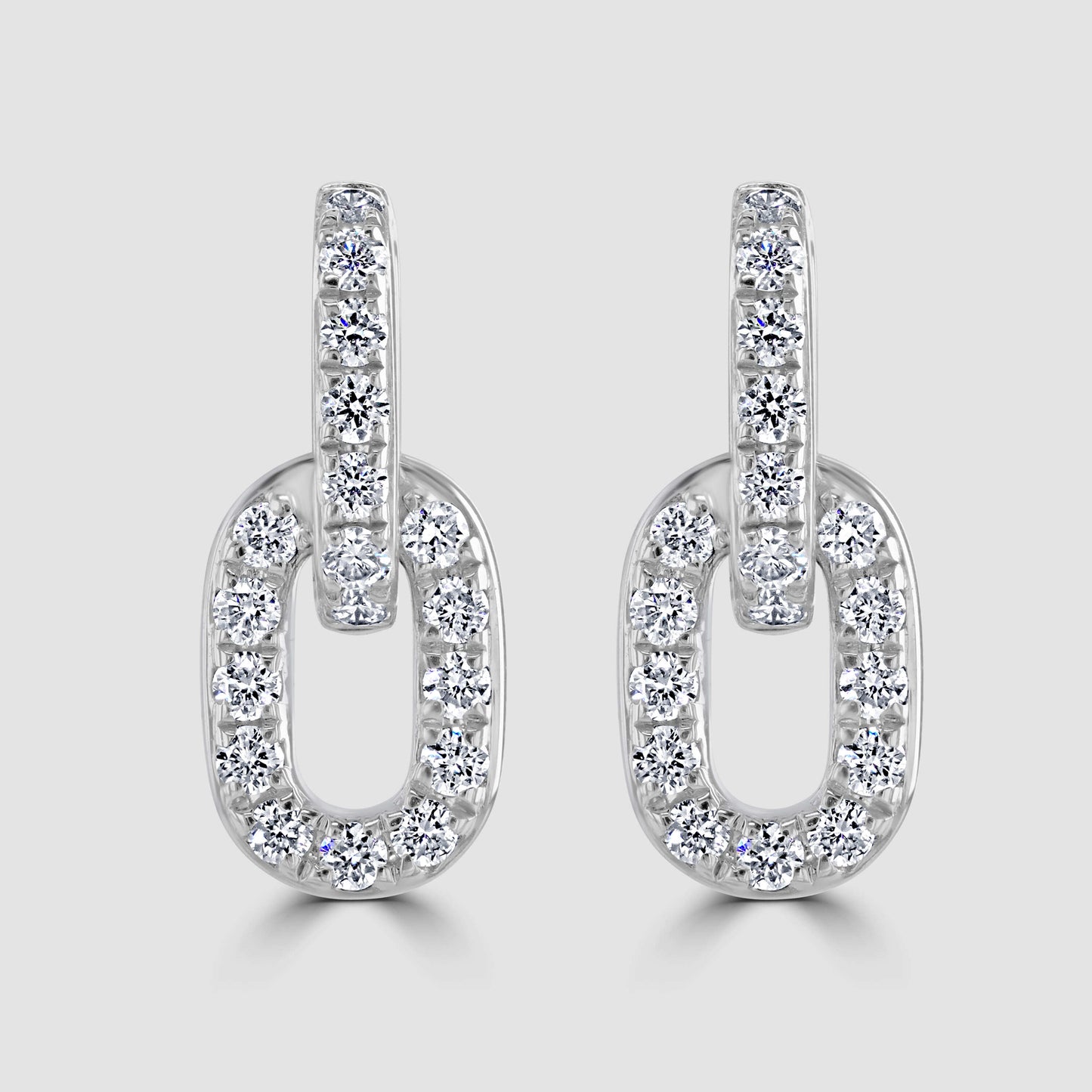 Diamond set link design stud earrings
