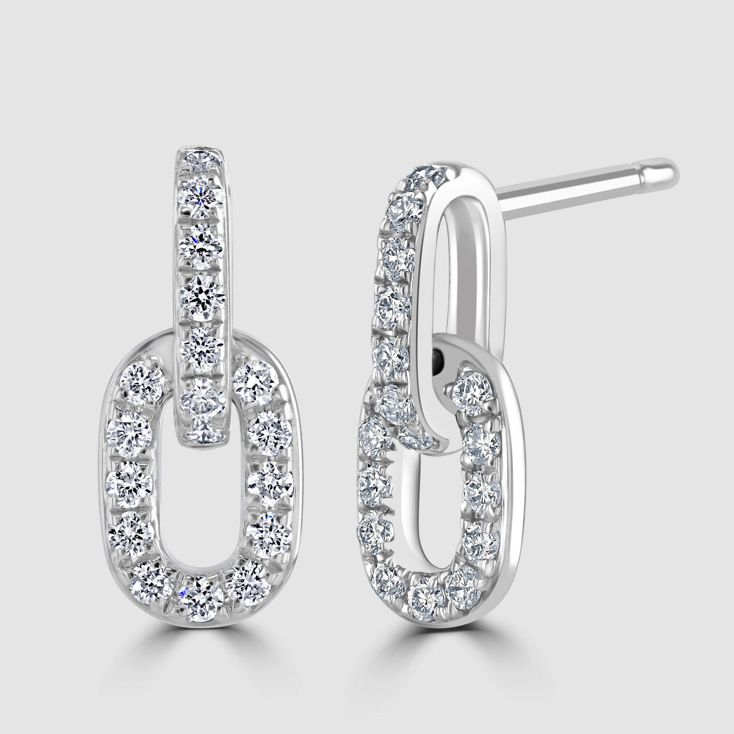 Diamond set link design stud earrings