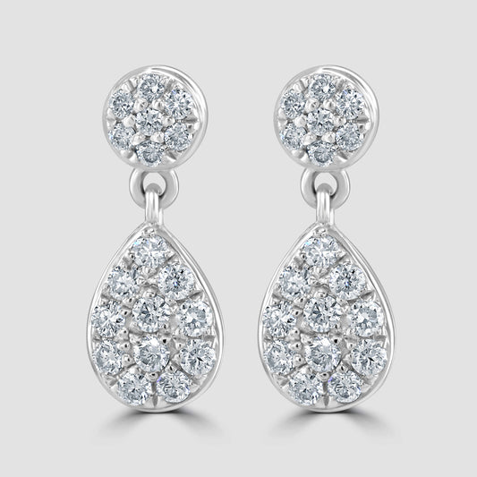 Pear drop diamond pave set earrings