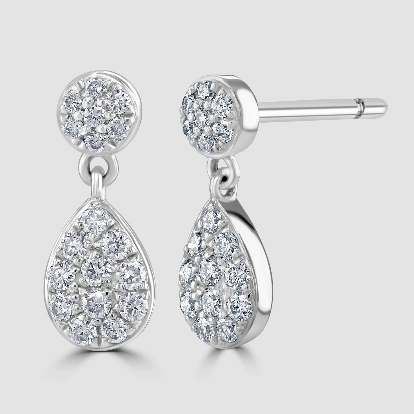 Pear drop diamond pave set earrings