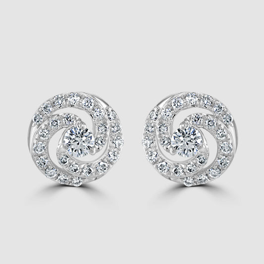 Spiral diamond stud earrings