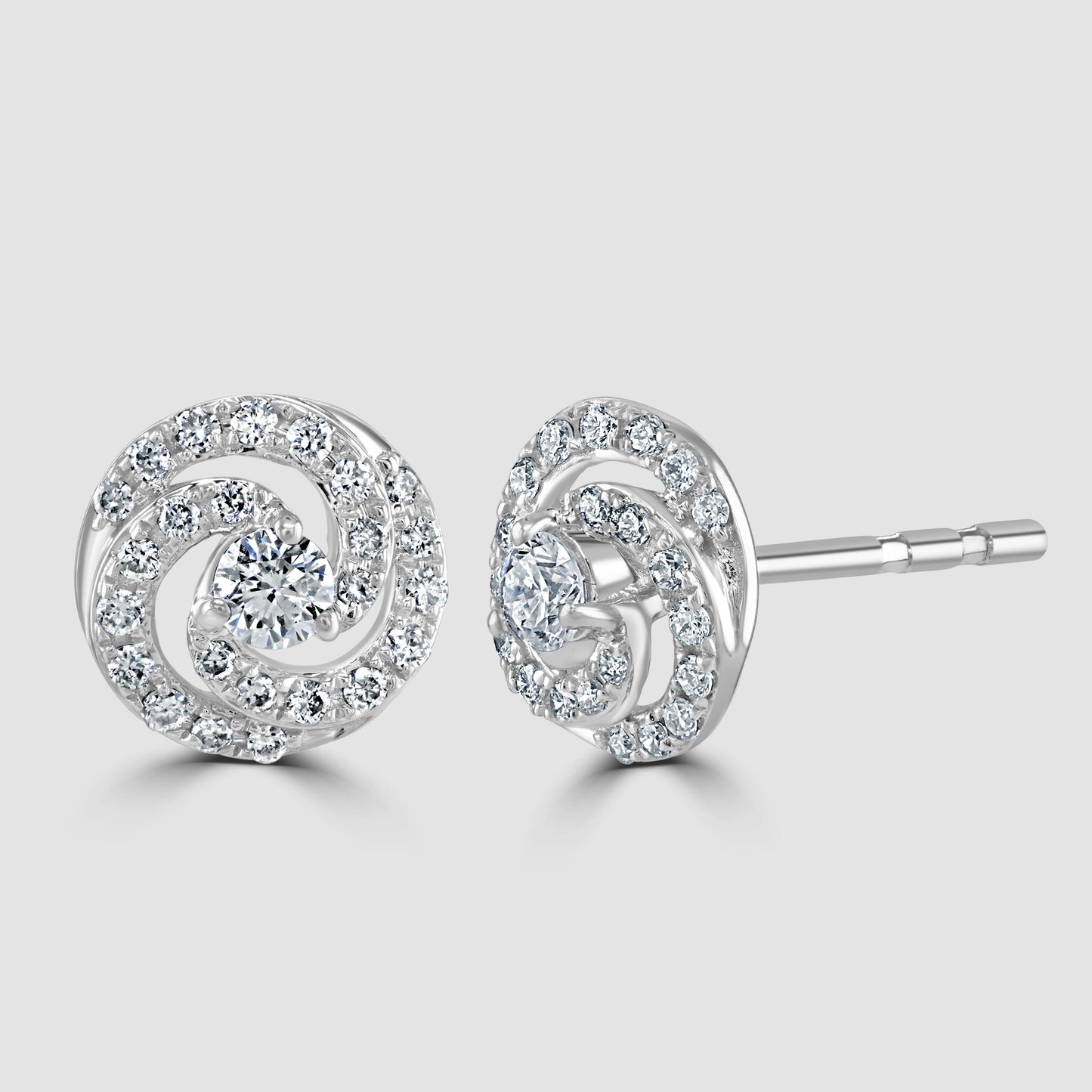 Spiral diamond stud earrings