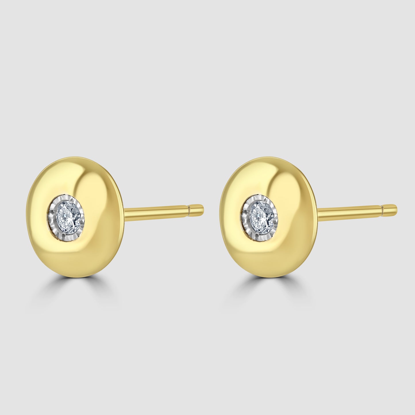 Circular disc diamond set stud earrings