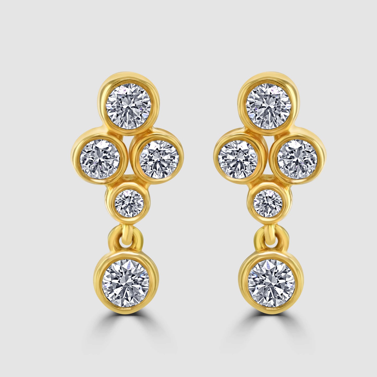 Rub over diamond set cluster earrings