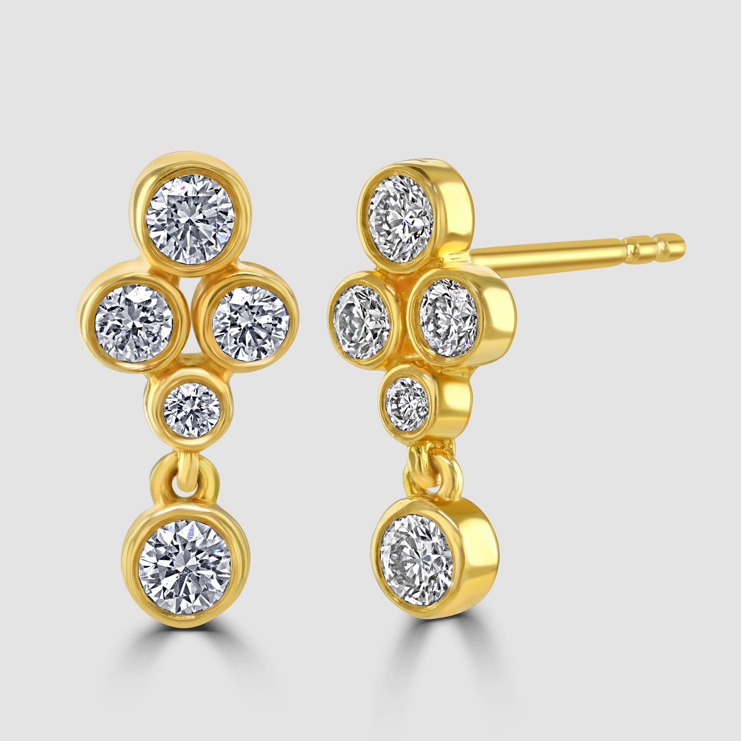 Rub over diamond set cluster earrings