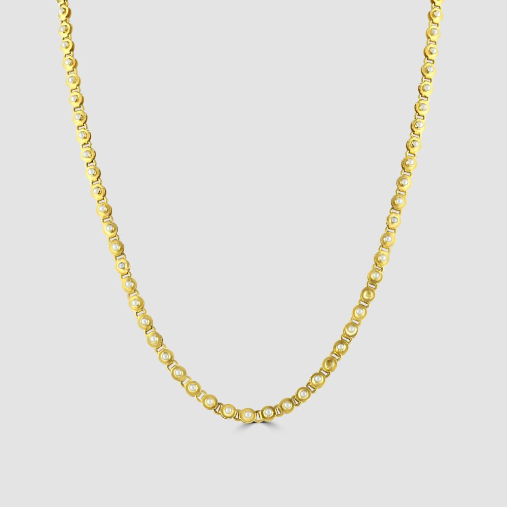 15ct yellow gold and pearl necklace