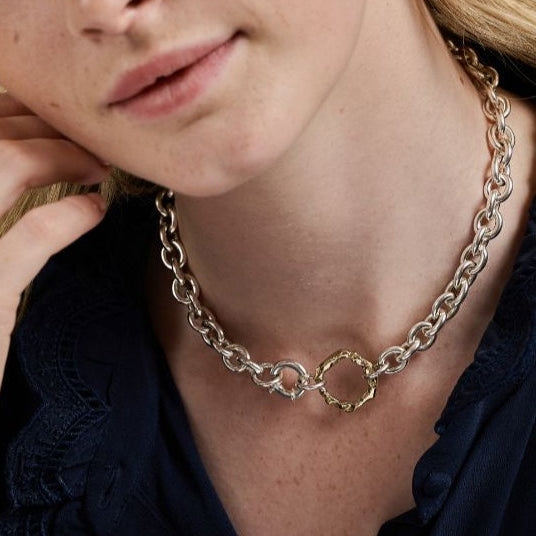 Statement Halo Choker Silver and 9ct Gold