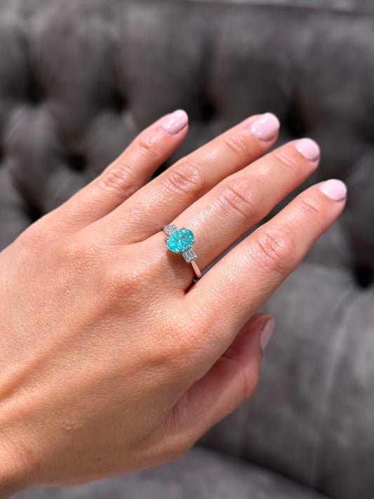 18ct Paraiba Tourmaline and diamond ring