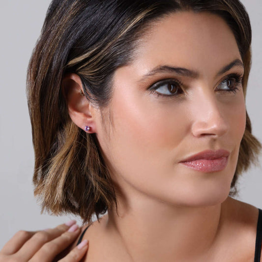 18ct white gold pink sapphire stud earrings