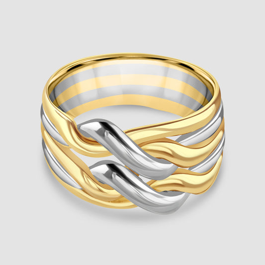 18ct yellow and white gold twist design ring