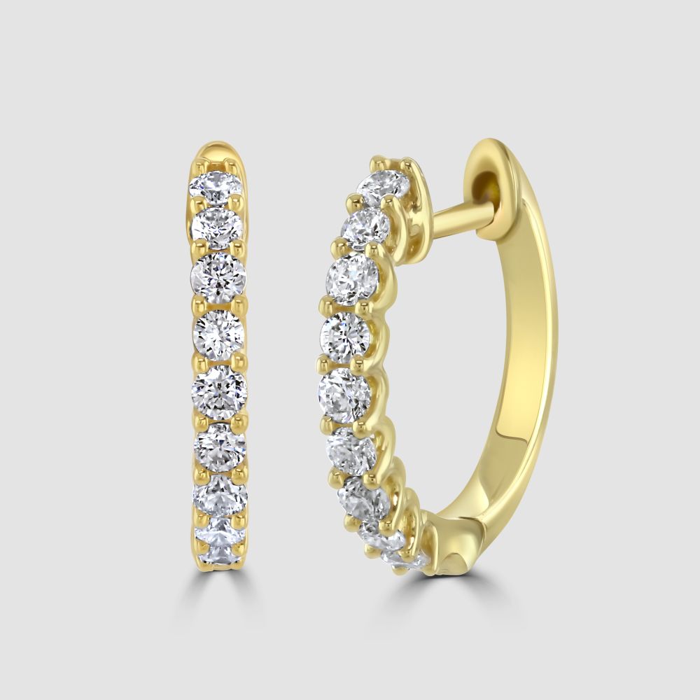 18ct yellow gold diamond ‘Huggy’ hoop earrings