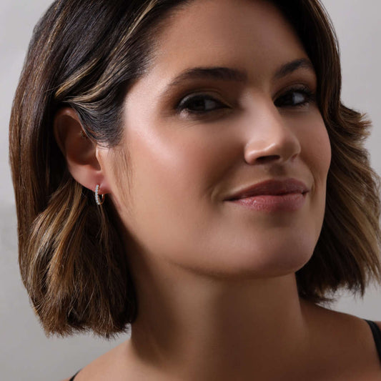 18ct yellow gold diamond ‘Huggy’ hoop earrings