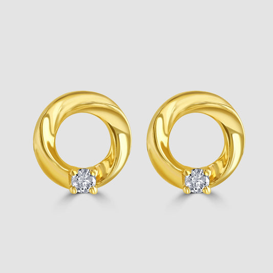 Circular diamond set stud earrings
