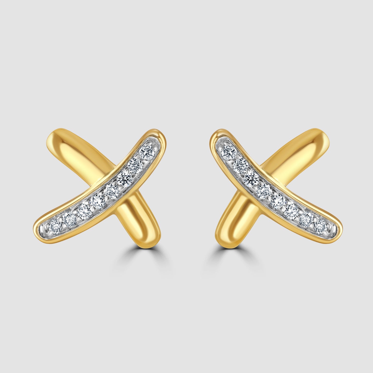 Diamond set kiss cross stud earrings