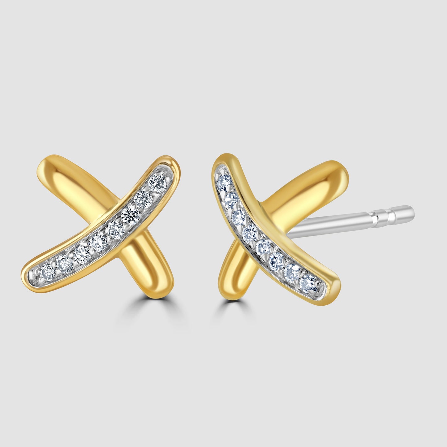Diamond set kiss cross stud earrings