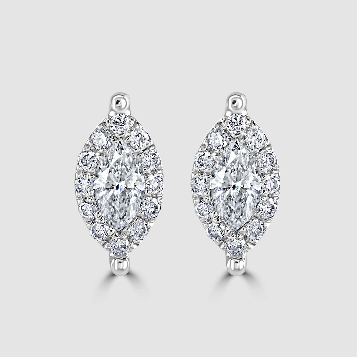 Marquise shape diamond cluster stud earrings
