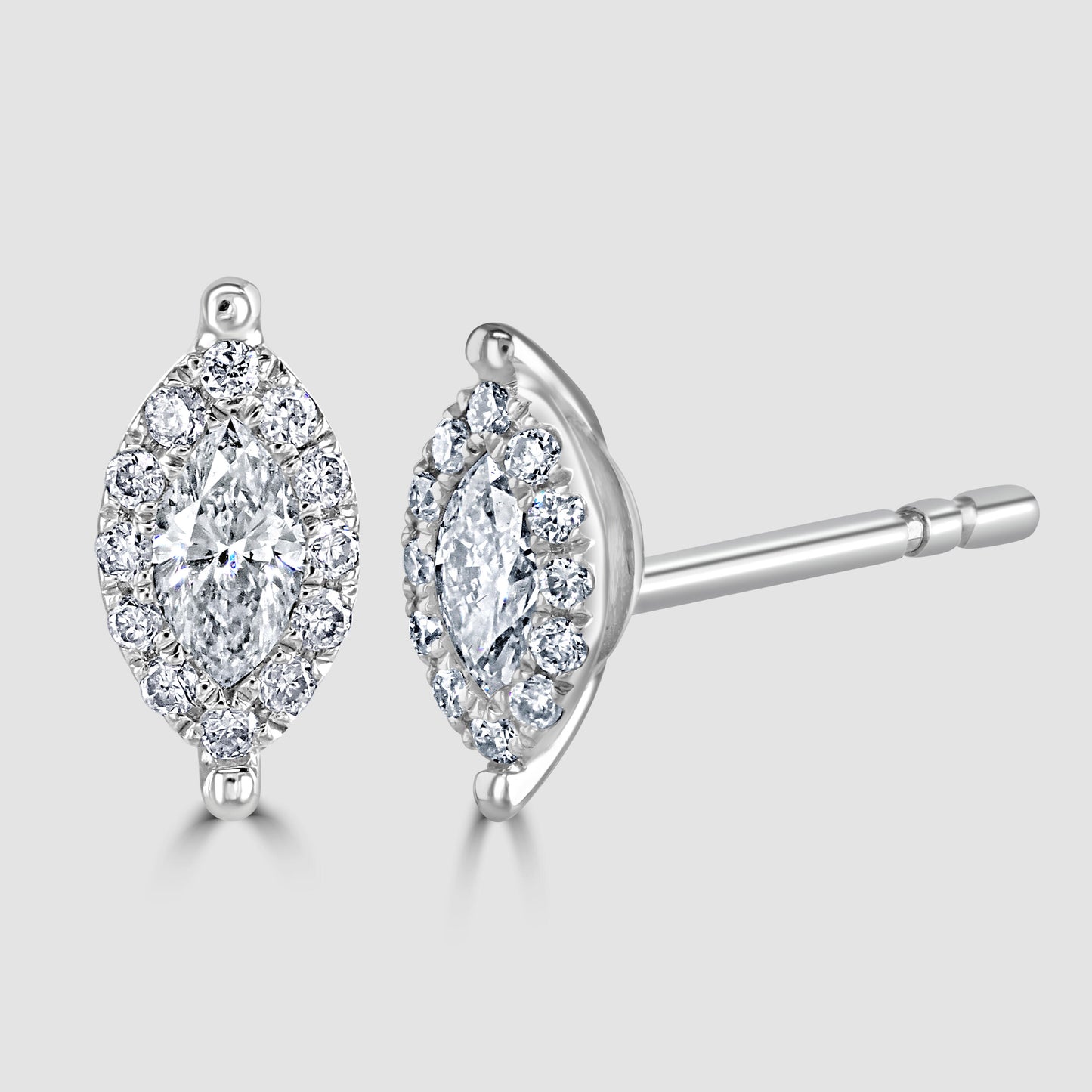 Marquise shape diamond cluster stud earrings