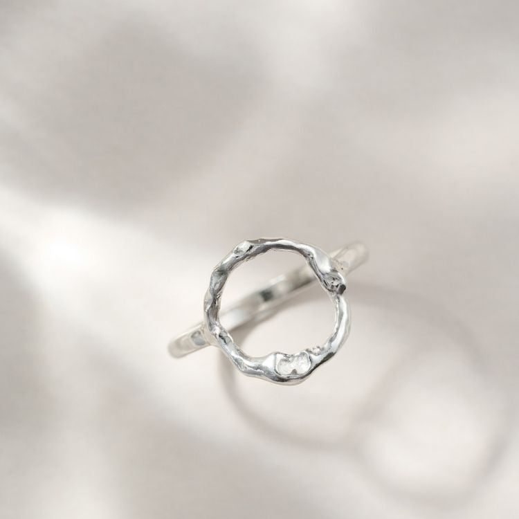 A Silver Halo Ring from Lulu and Boo Jewellery.