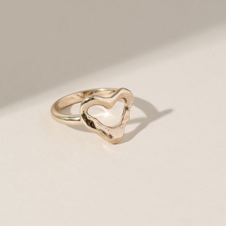 Molten Sterling Silver Heart Ring