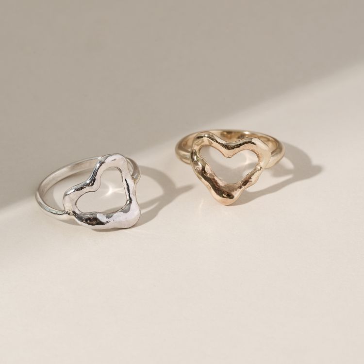 Molten Sterling Silver Heart Ring
