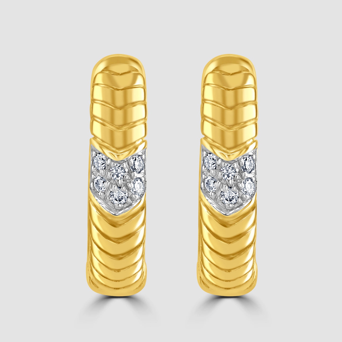 ‘Huggy’ diamond set ridged hoop earrings