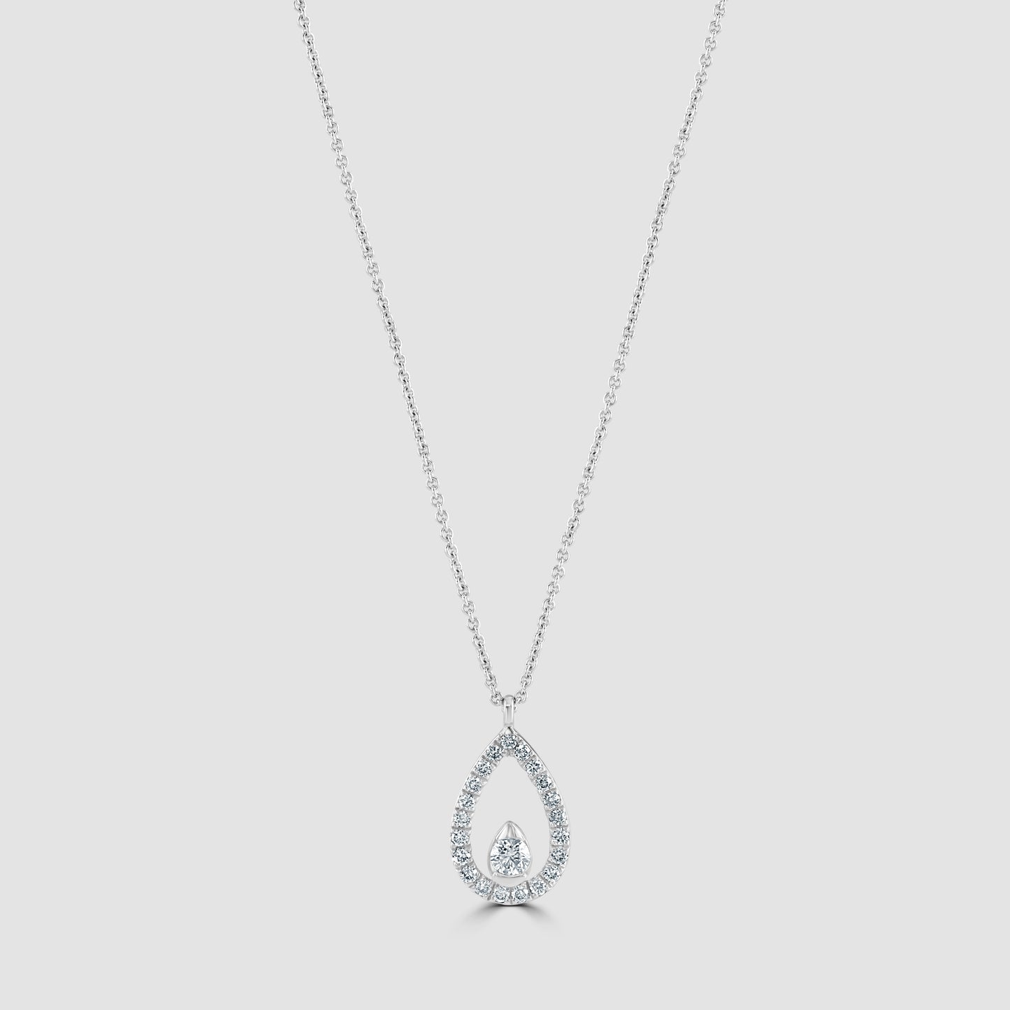Teardrop diamond set pendant and chain