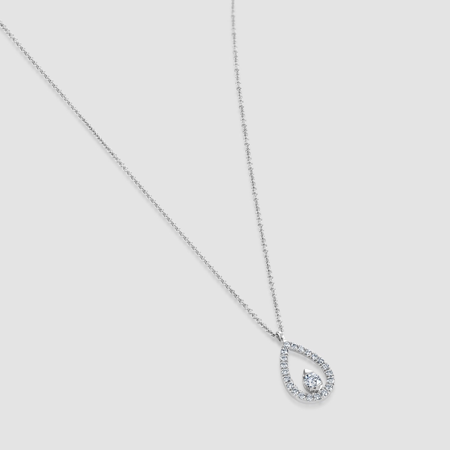 Teardrop diamond set pendant and chain