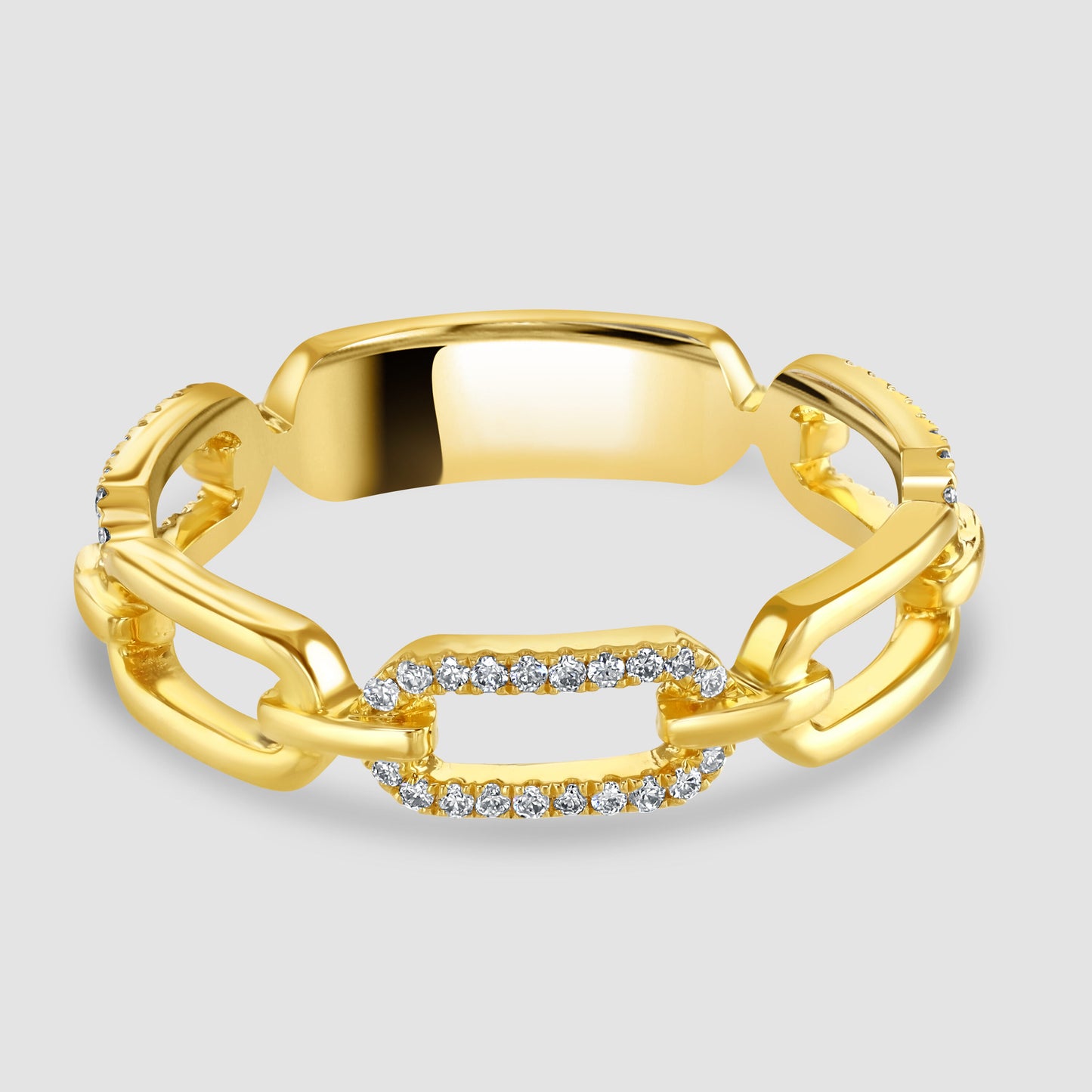 Diamond set chain link ring