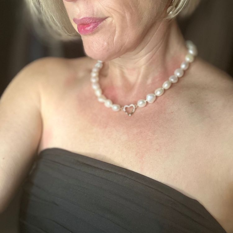 Cultured Pearl Choker with 9ct Gold Molten Heart