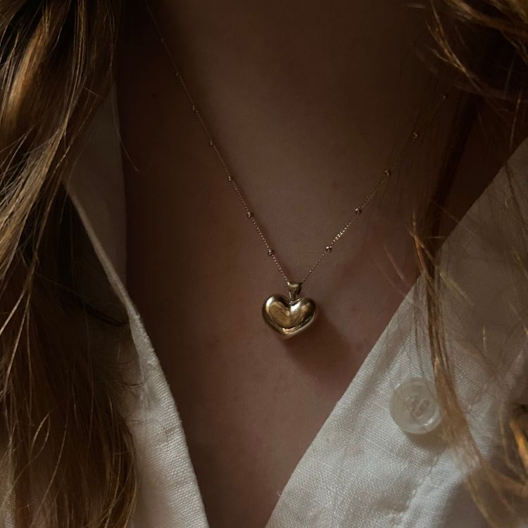 9ct Gold Puffy Heart Necklace