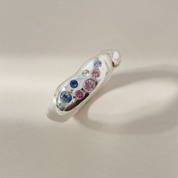 Sterling Silver Molten Harlequin Ring - Chunky
