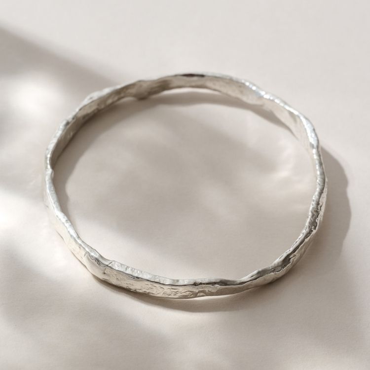 Luna Textured Sterling Silver Bangle from Lulu and Boo Jewellery.