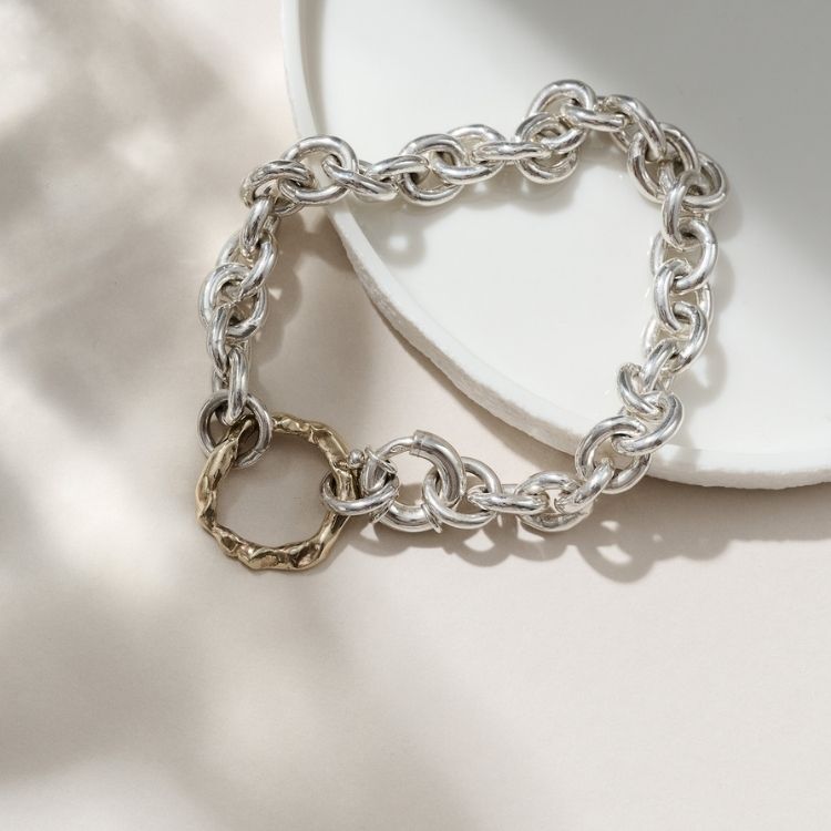 Chunky Silver and Gold Bracelet from Lulu and Boo.