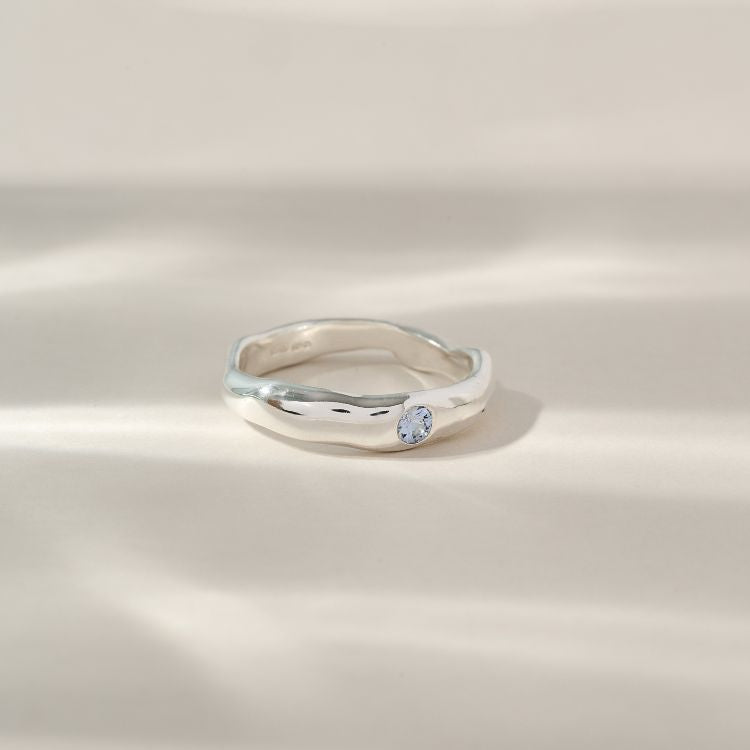 Sterling Silver Molten Harlequin Solitaire Ring - Small