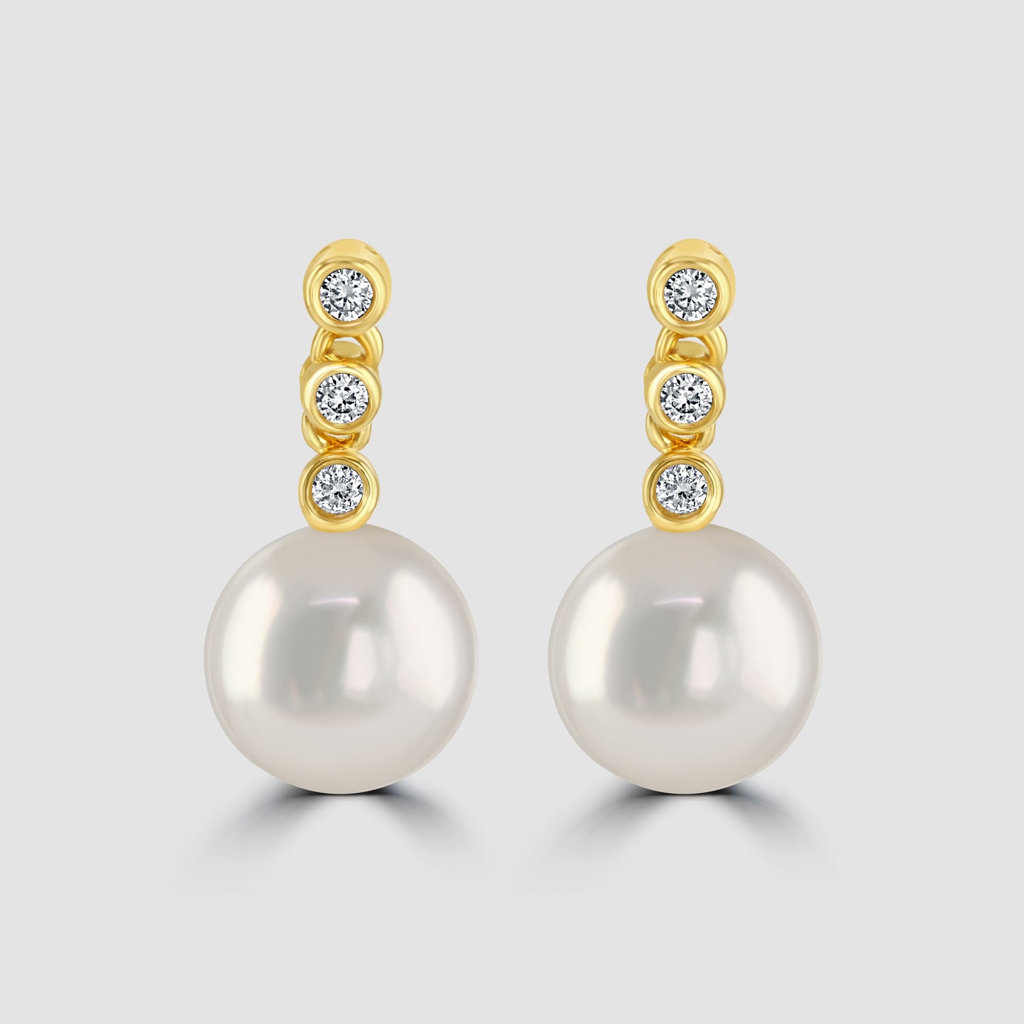 Freshwater pearl and diamond earrings