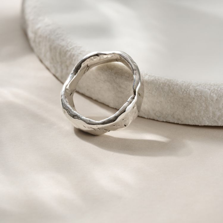 A Luna Sterling Silver Textured Ring from Lulu and Boo Jewellery.