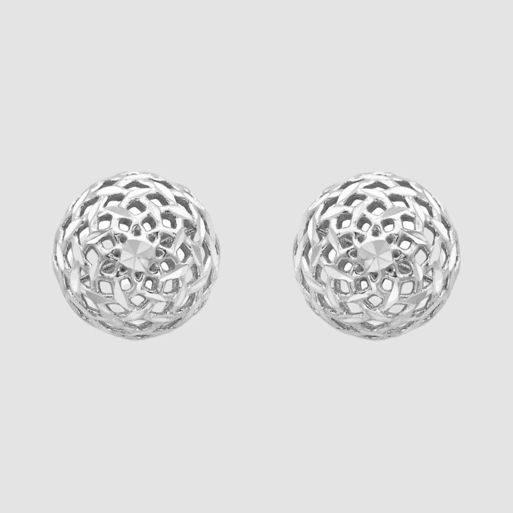 9ct white gold pierced ball stud earrings
