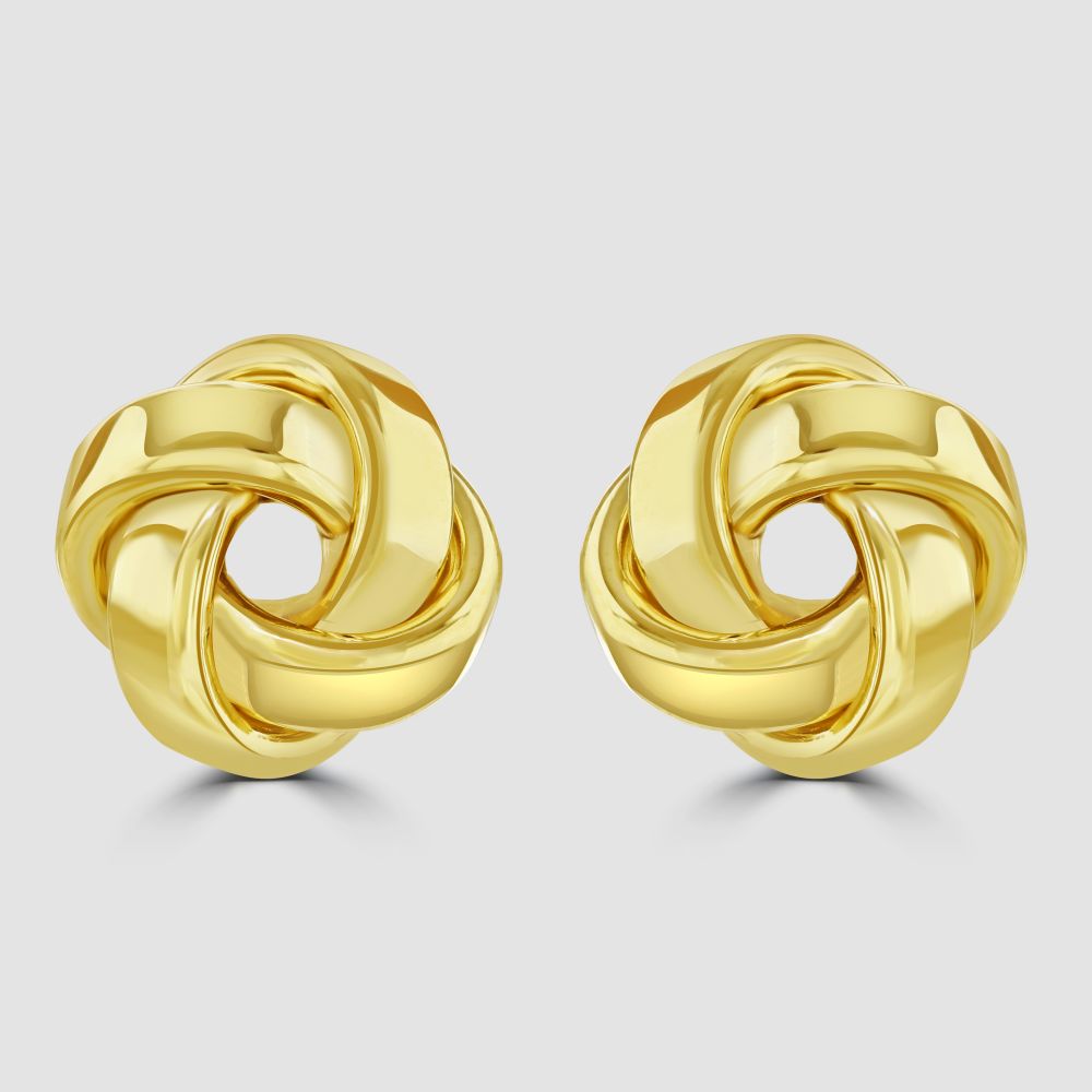 9ct yellow rounded knot earrings
