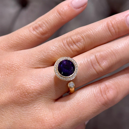 Andrew Geoghegan 18ct rose gold amethyst satellite ring